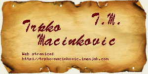 Trpko Mačinković vizit kartica